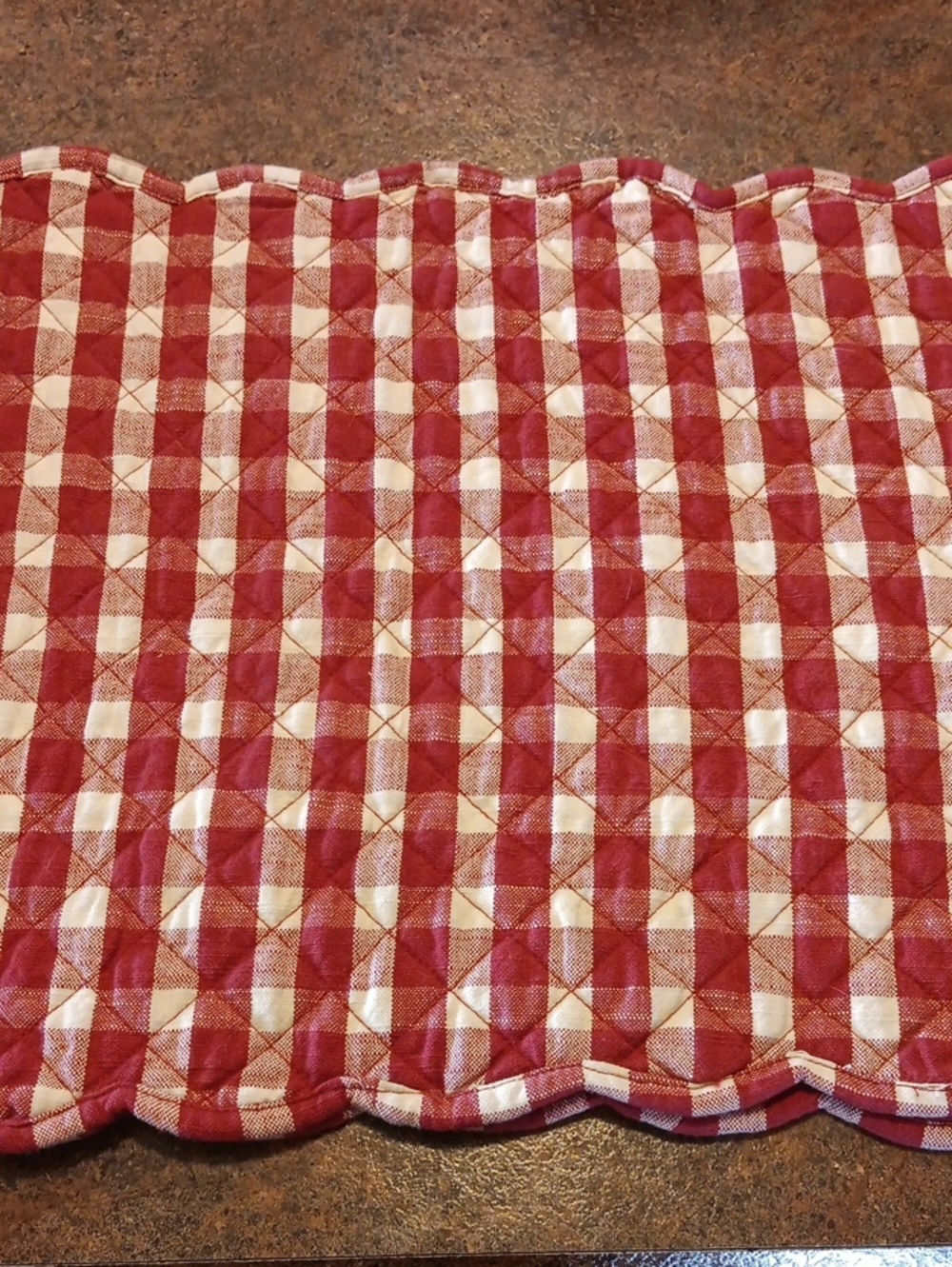 Red And White Quilted Reversible Table Runner 37"L X 13"W